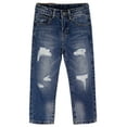 thumbnail image 1 of KIDSCOOL SPACE Baby Girl Boy Jeans,Little Kid Elastic Band Inside Ripped Denim Pants,Blue,12-18 Months, 1 of 8