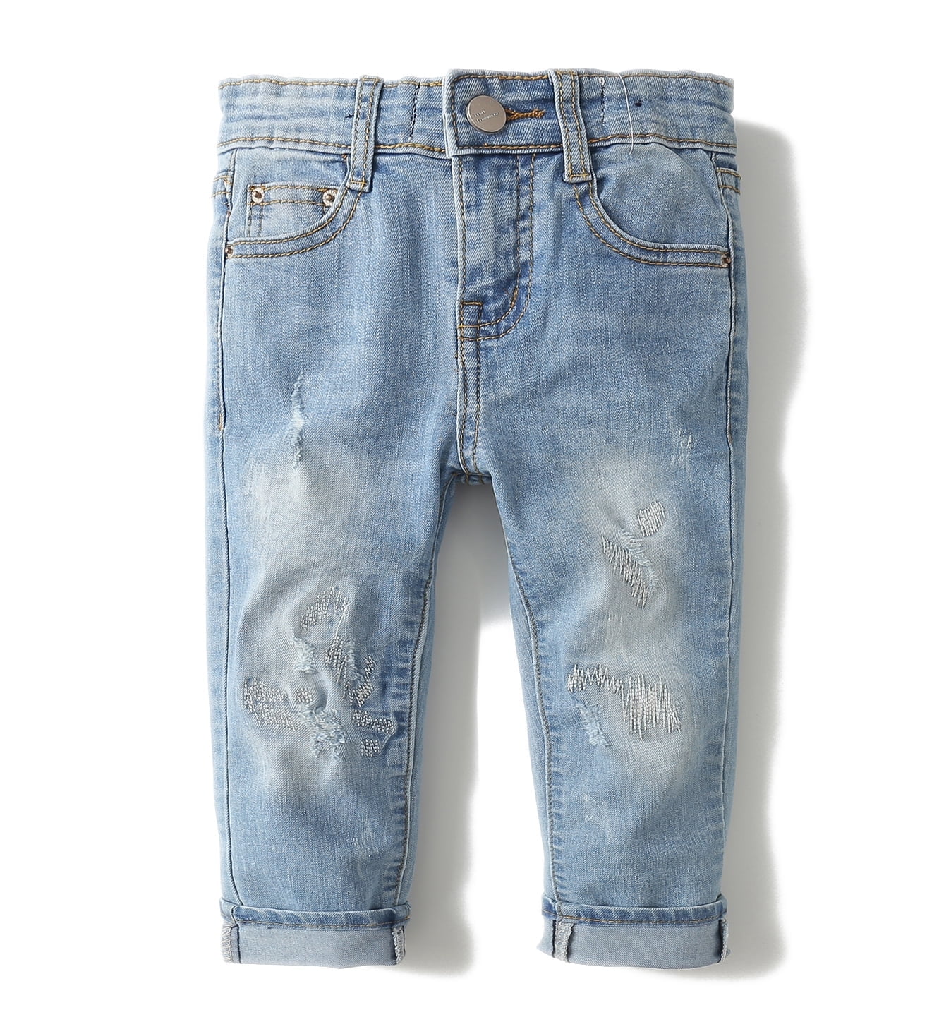 KIDSCOOL SPACE Baby Girl Boy Little Kid D Ring Ripped Denim Jeans Pants ...