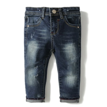 KIDSCOOL SPACE Baby Girl Boy Little Kid D Ring Ripped Denim Jeans Pants,4-5 Years