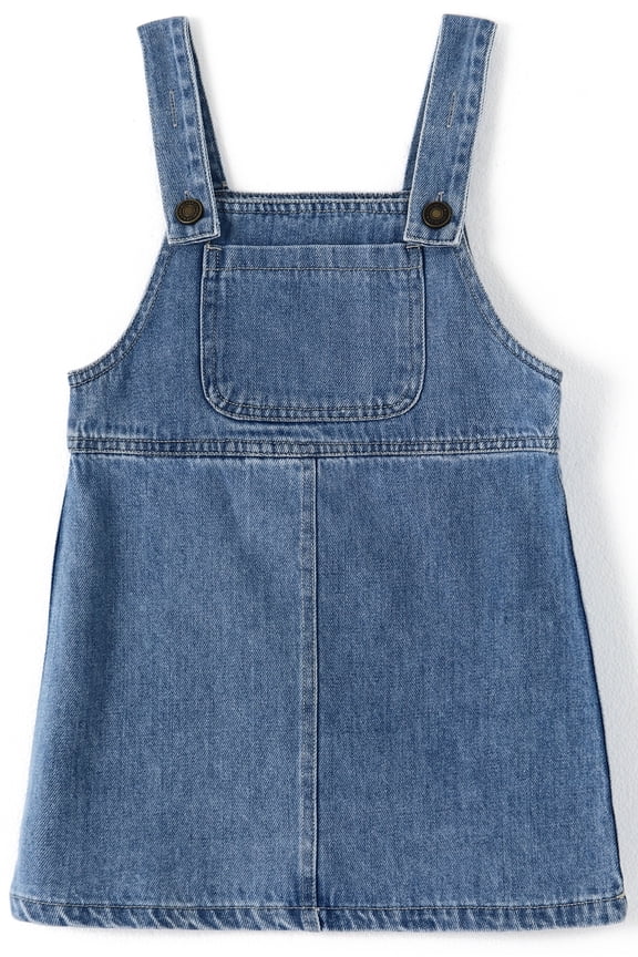 Baby Girl Denim Overalls,Simple Design Summer Jumpsuit Dress,Light Blue,3-4 Years