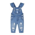 thumbnail image 1 of KIDSCOOL Toddler Baby Denim Overalls Ripped Distressed Jean Bib Romper, 12-18 Months, 1 of 7