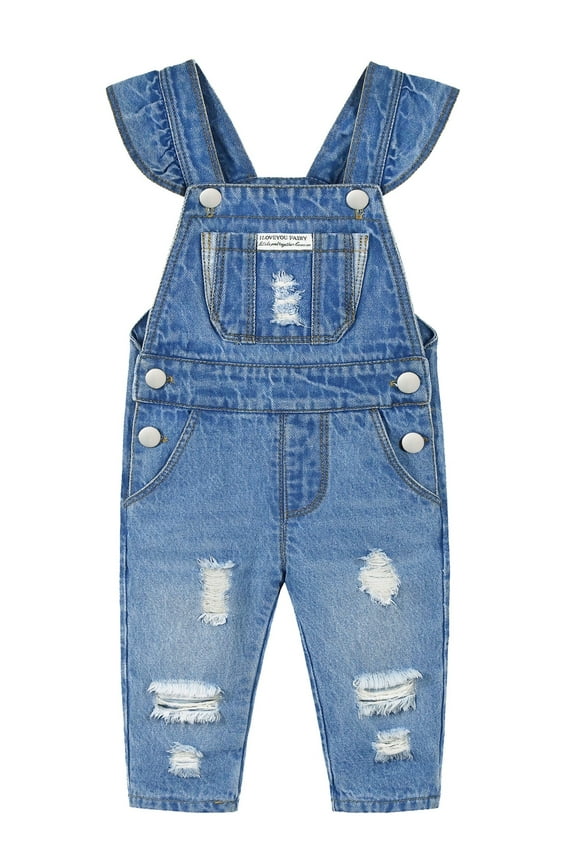 Baby Girl Letter Ruffled Jeans Overalls,6-12 Months
