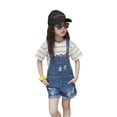 thumbnail image 1 of KIDSCOOL SPACE Baby Girl Ripped Denim Shortall Overalls Workwear Female,10-11 Years, 1 of 6