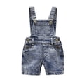 thumbnail image 1 of KIDSCOOL SPACE Baby Girl Ripped Denim Shortall Overalls Workwear Female, 12-18 Months, 1 of 8