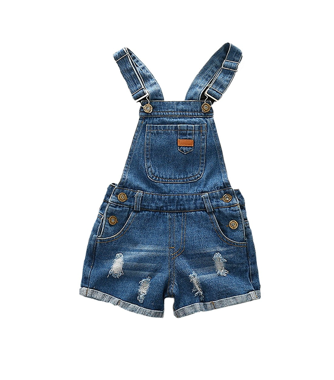 KIDSCOOL SPACE Baby Girl Ripped Denim Shortall Overalls Workwear Female ...
