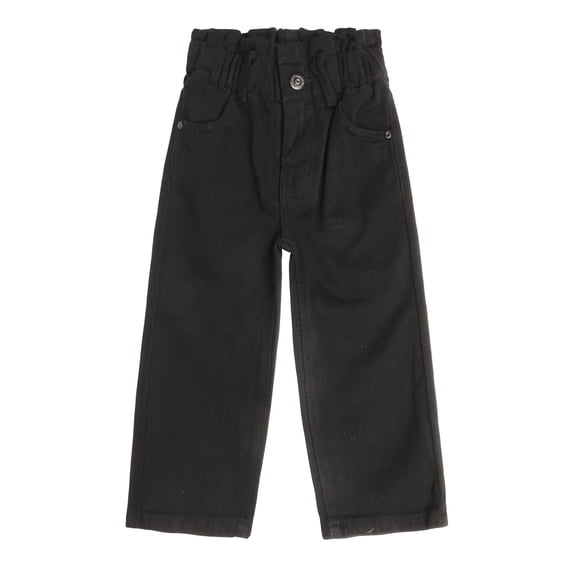 KIDSCOOL SPACE Baby Girls Boys Jeans, 12M-5T Little Kids Ribbed Waist With D-rings Denim Pants,Black,4-5 Years