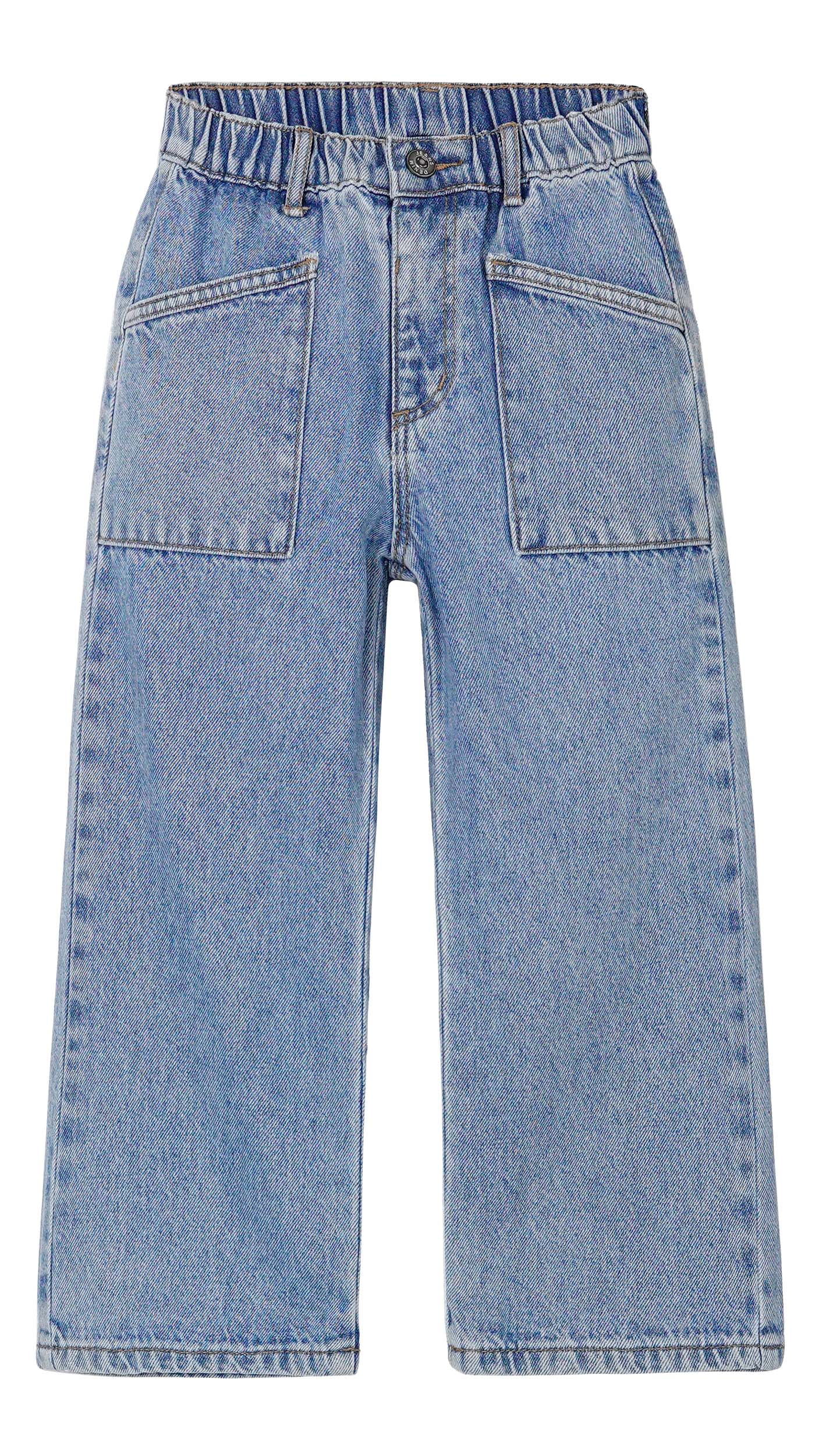 KIDSCOOL SPACE - Jeans Paperbag Taille Élastique Pour Fille - Imprimé Mignon Denim - 12-18M à 4-5 Ans