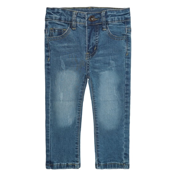 KIDSCOOL SPACE Baby Girls Boys Jeans,Elastic Band Inside Ripped Straight Fit Stretchy Denim Pants,6-7 Years