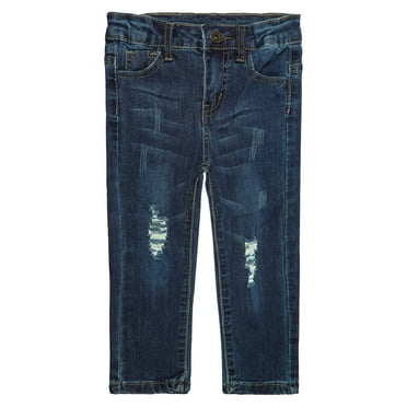 KIDSCOOL SPACE Baby Girls Boys Jeans,Elastic Band Inside Ripped Stretchy Soft Thin Summer Denim Slim Pants,3-4 Years