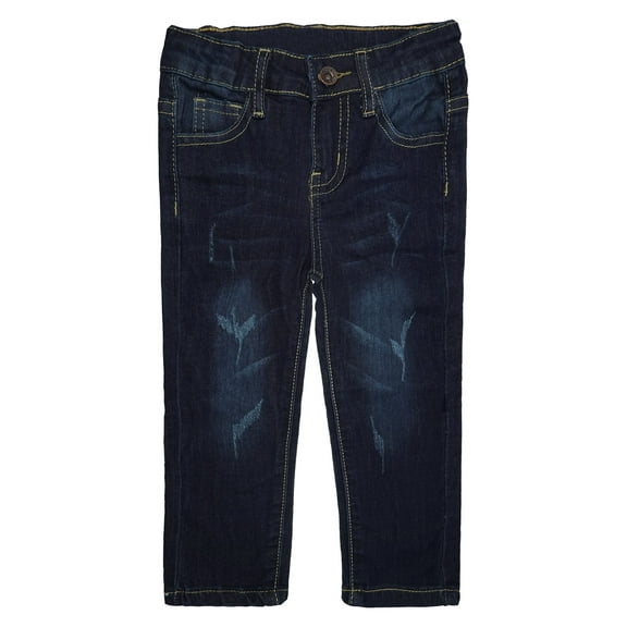 KIDSCOOL SPACE Baby Girls Boys Jeans,Elastic Band Inside Ripped Stretchy Soft Thin Summer Denim Slim Pants,Deep Blue,3-4 Years