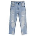 thumbnail image 1 of KIDSCOOL SPACE Baby Girls Boys Jeans,Elastic Band Inside Ripped Summer Fashion Denim Pants,12-18 Months, 1 of 6