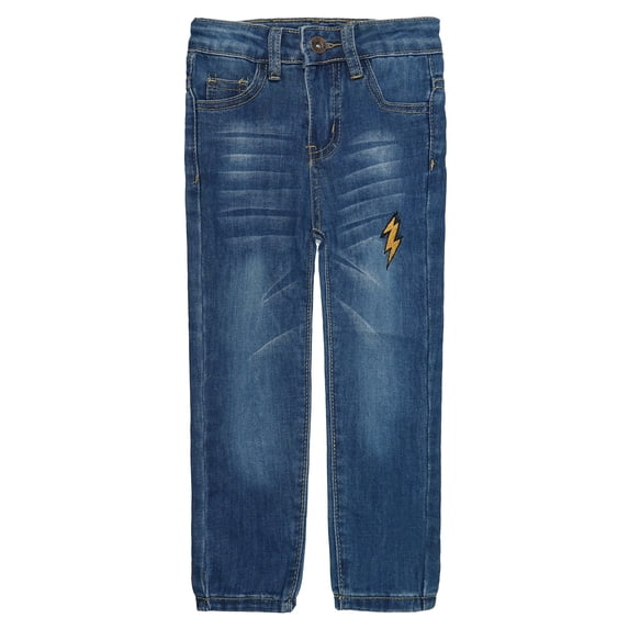 KIDSCOOL SPACE Baby Girls Boys Jeans,Elastic Band Inside Soft Lightning Embroidered Thin Summer Denim Pants