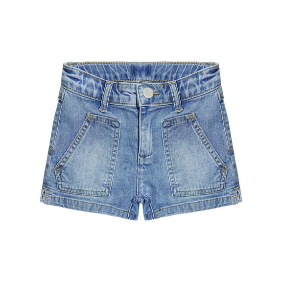 KIDSCOOL SPACE Baby Girls Boys Jeans Shorts,2 Big Pockets Splited Hem decor Simple Design Cute Summer Denim Pants,Blue,12-18 Months