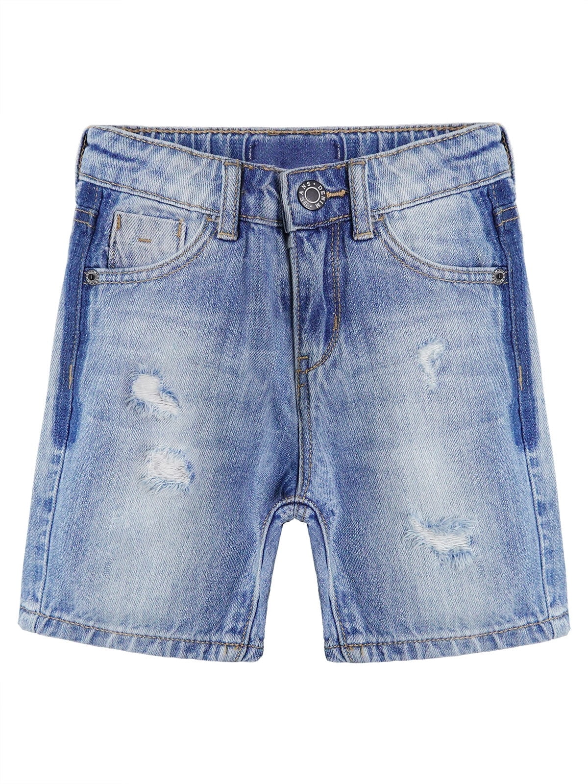 KIDSCOOL SPACE Denim Shorts Für Babys & Kinder – Zerrissene Jeans-Shorts Mit Offenem Saum, Stonewashed, 5 Taschen