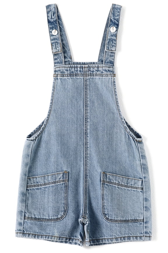 Baby Girls Boys Jeans Shorts,Simple Design Adjustable Straps Summer Denim Shortalls,Light Blue,3-4 Years