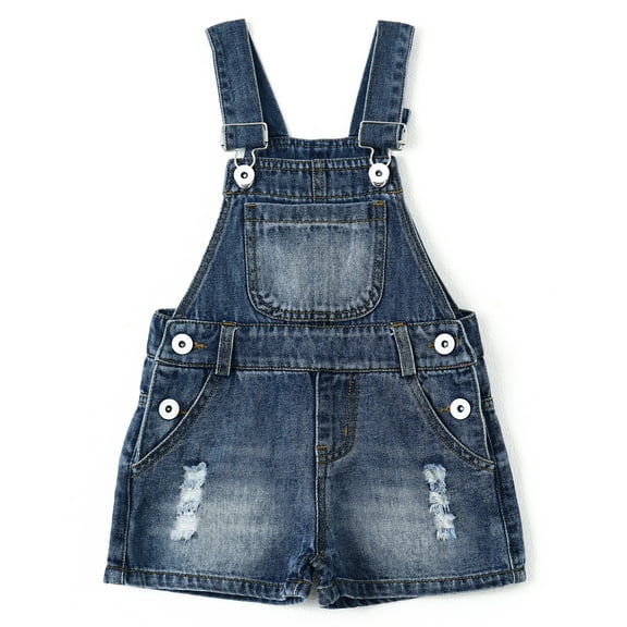 KIDSCOOL SPACE Baby Girls Denim Shorts,Little Boys Ripped Raw Edge Hem Jeans Summer Shortalls,Light Blue,12-18 Months