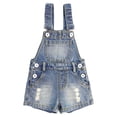 thumbnail image 1 of KIDSCOOL Girls Jeans Shortalls Jumpsuit 18M-5T Ripped Denim Overalls Shorts,Light Blue,4-5 Years, 1 of 8