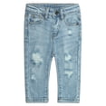 thumbnail image 1 of KIDSCOOL SPACE Baby Girls Jeans,Elastic Band Inside Ripped Washed Soft Summer Thin Cotton Slim Denim Pants,2-3 Years, 1 of 6