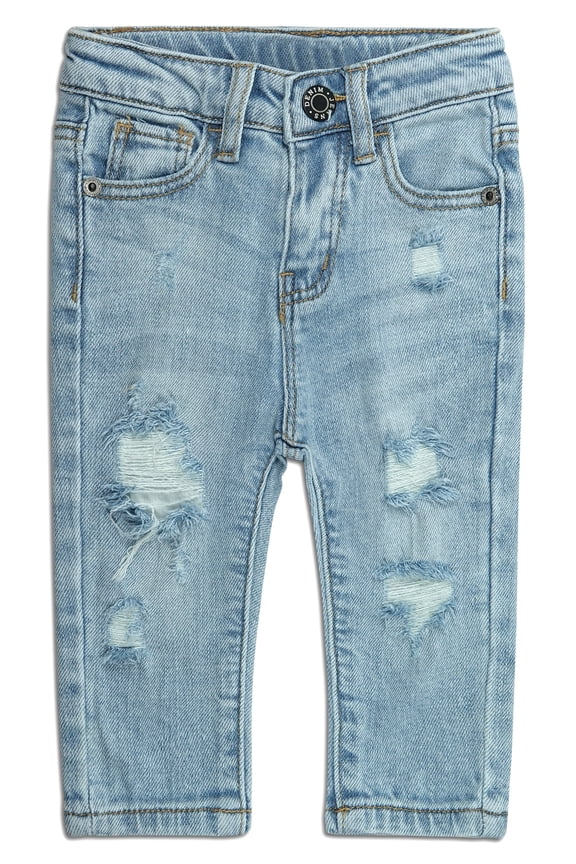 Baby Girls Jeans,Elastic Band Inside Ripped Washed Soft Summer Thin Cotton Slim Denim Pants,4-5 Years