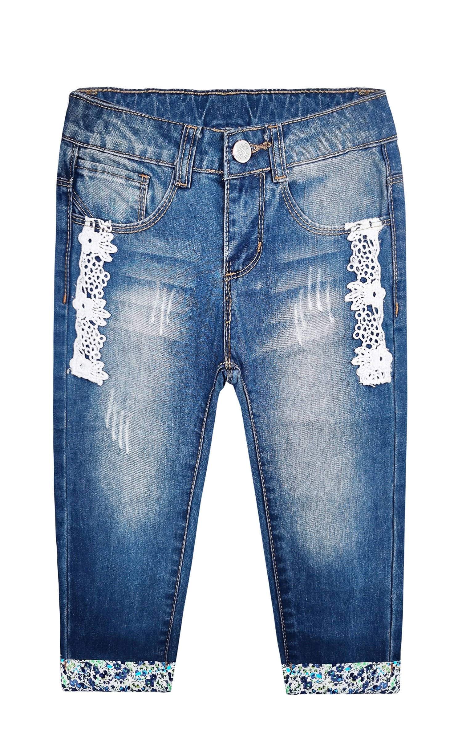 Imported Stylish Printed Denim Jeans Pant for Baby Girls