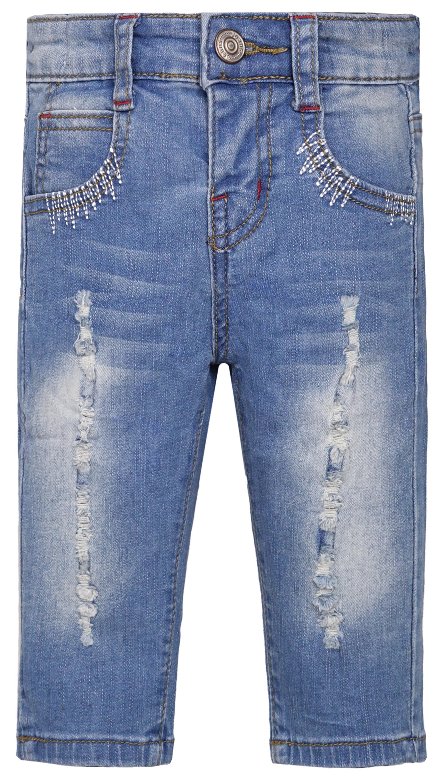 KIDSCOOL SPACE Baby Girls Little Kid Elastic Ripped Jeans StoneWashed ...