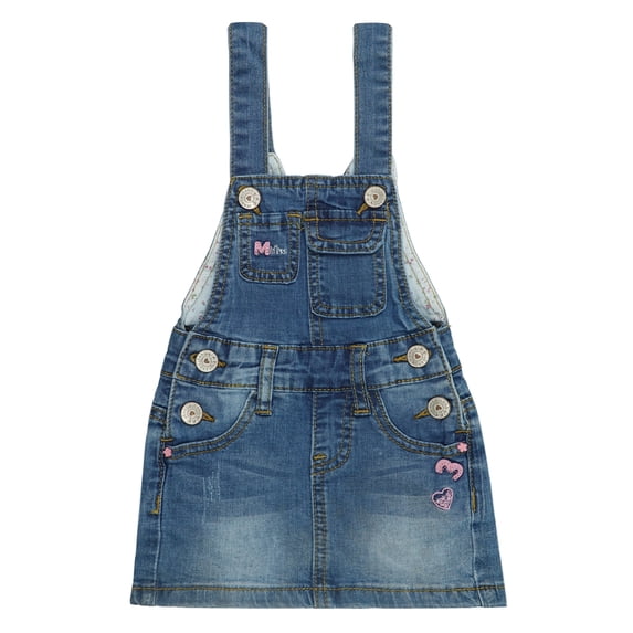 KIDSCOOL SPACE Baby Girls Skirt,Ripped Soft Strechy Denim Toddler Girls Summer Overalls Dress,Deep Blue,18-24 Months