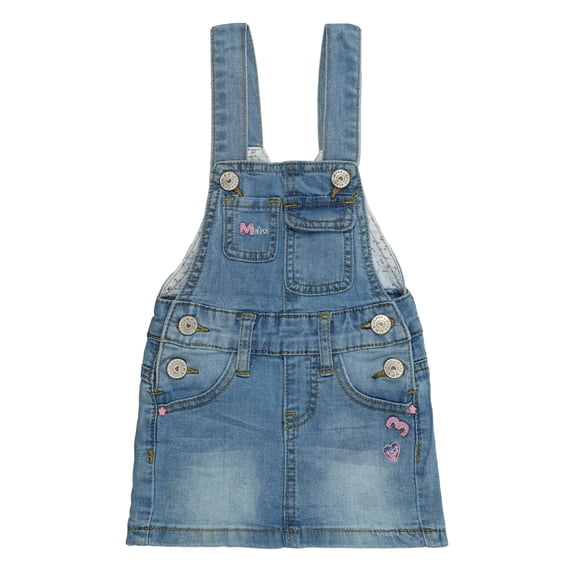 KIDSCOOL SPACE Baby Girls Skirt,Ripped Soft Strechy Denim Toddler Girls Summer Overalls Dress,Light Blue,12-18 Months