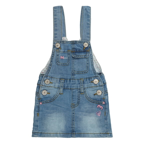 KIDSCOOL SPACE Baby Girls Skirt,Ripped Soft Strechy Denim Toddler Girls Summer Overalls Dress,Light Blue,6-9 Months