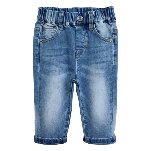 KIDSCOOL SPACE Baby Jeans,Toddler Elastic Waistband with D-ring High Stretch Denim Pants,Light Blue,2-3 Years