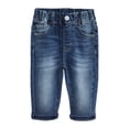 thumbnail image 1 of KIDSCOOL SPACE Baby Jeans,Toddler Elastic Waistband with D-ring Soft Stretch Denim Pants,Mid Blue,12-18 Months, 1 of 6