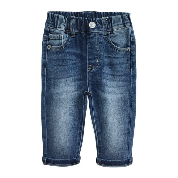 KIDSCOOL SPACE Baby Jeans,Toddler Elastic Waistband with D-ring Soft Stretch Denim Pants,Mid Blue,18-24 Months