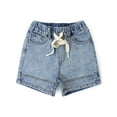 thumbnail image 1 of KIDSCOOL SPACE Baby Little Big Boys Denim Shorts,Elastic Waist with Drawstring Adjustable Jeans Summer Wear, Light Blue, 2-3 Years, 1 of 2
