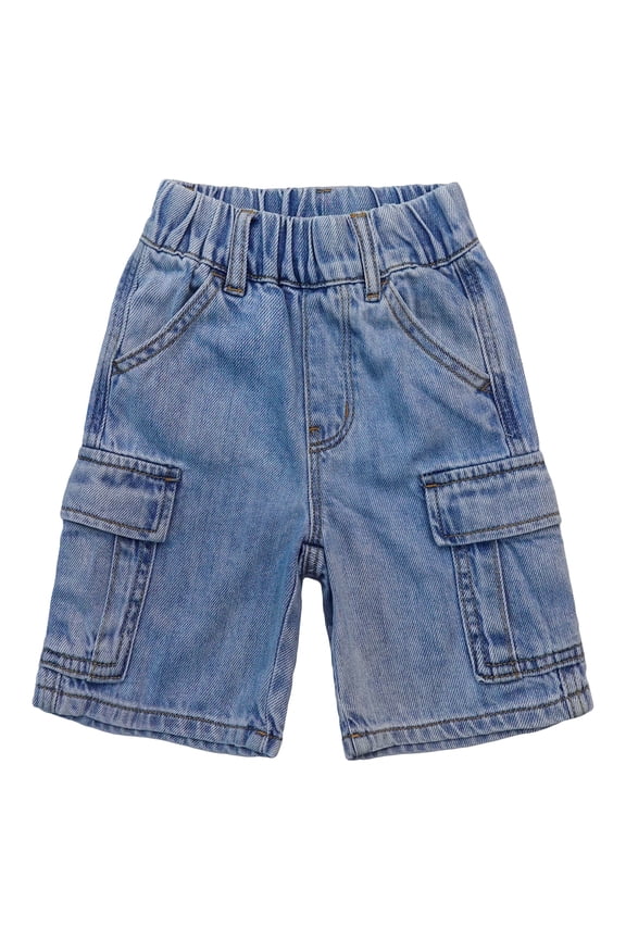 Baby Little Big Boys Shorts,Girls Flap Square Pockets Summer Half Cargo Jeans Pants, Light Blue,7-8 Years
