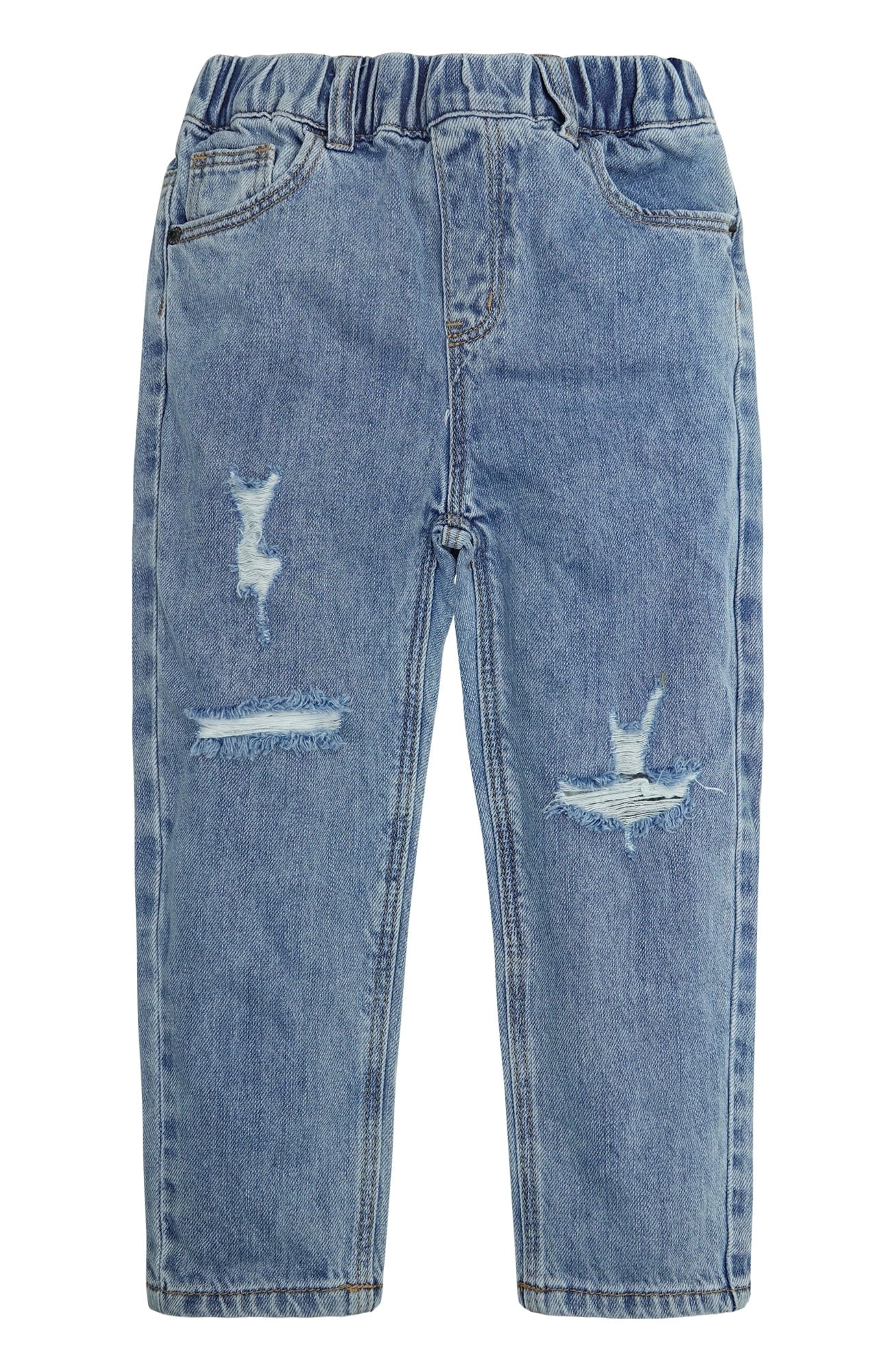 KIDSCOOL SPACE Baby Little Big Girls Jeans,Elastic Waist Ripped Holes ...
