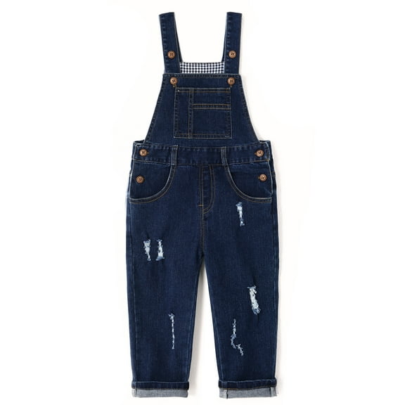 KIDSCOOL SPACE Baby Little Boys Girls Blue Denim Dungaree,Jean Overalls,Blue,4-5 Years