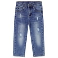 thumbnail image 1 of KIDSCOOL SPACE Baby Little Boys Jeans,Elastic Band Inside Straight Fit Ripped Denim Pants,Light Blue,3-4 Years, 1 of 7