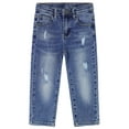 thumbnail image 1 of KIDSCOOL SPACE Baby Little Boys Jeans,Elastic Band Inside Straight Fit Ripped Denim Pants,Light Blue,3-4 Years, 1 of 7