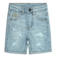 thumbnail image 1 of KIDSCOOL SPACE Baby Little Boys Summer Denim Shorts, Ripped Soft Elastic Band Inside Half Jean Pants,2-3 Years, 1 of 5