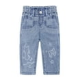 thumbnail image 1 of KIDSCOOL SPACE Baby Little Girl Jeans,Paperbag Elastic Waist Cute Printed Denim Pants,Light Blue,3-4 Years, 1 of 7