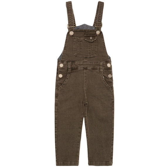 KIDSCOOL SPACE Baby Little Girls Canvas Overalls,Toddler Boys Ripped Holes Casual Workwear,Coffee,4-5 Years