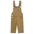 thumbnail image 1 of KIDSCOOL SPACE Baby Little Girls Canvas Overalls,Toddler Boys Ripped Holes Casual Workwear,Deep Khaki,2-3 Years, 1 of 6
