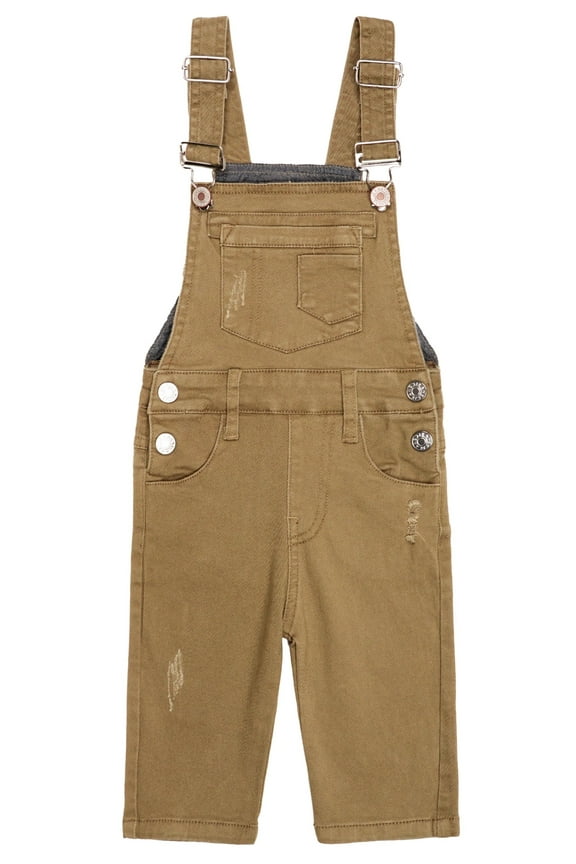 Baby Little Girls Canvas Overalls,Toddler Boys Ripped Holes Casual Workwear,Deep Khaki,2-3 Years