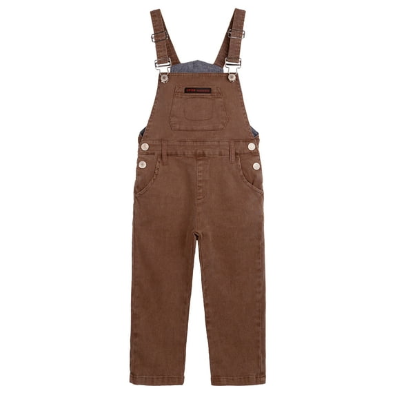 KIDSCOOL SPACE Baby Little Girls Canvas Overalls,Toddler Boys Ripped Holes Casual Workwear,Winered,3-4 Years