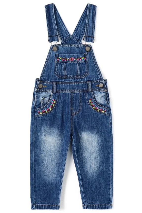Baby & Little Girls Denim Overalls,Jean Workwear,Light Blue,2-3 Years