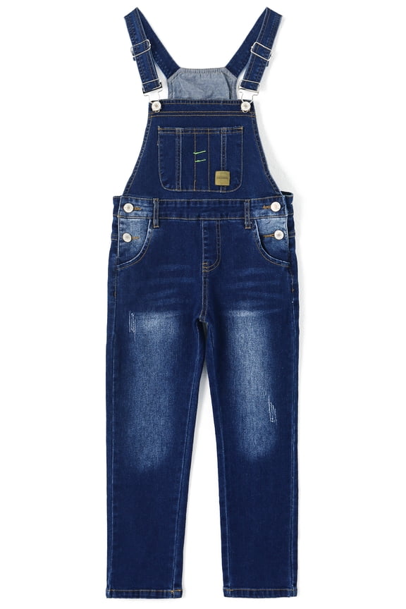 Baby Little Girls Denim Overalls,Toddler Boys Adjustable Jeans Workwear,Deep Blue,4-5 Years