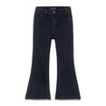 thumbnail image 1 of KIDSCOOL SPACE Baby Little Girls Flared Jeans, 18M-5T Raw Edge Hem Stretchy Denim Pants,Black,2-3 Years, 1 of 6