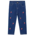 thumbnail image 1 of KIDSCOOL SPACE Baby Little Girls Jeans,Strawberry Embroidered Strechy Denim Soft Slim Pants,2-3 Years, 1 of 6
