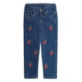 thumbnail image 1 of KIDSCOOL SPACE Baby Little Girls Jeans,Strawberry Embroidered Strechy Denim Soft Slim Pants,6-7 Years, 1 of 6