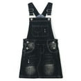 thumbnail image 1 of KIDSCOOL SPACE Baby Little Girls Skirt,Ripped Soft Strechy Denim Girls Summer Overalls Dress,Black,12-18 Months, 1 of 7