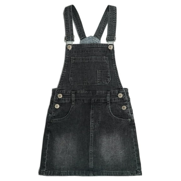 KIDSCOOL SPACE Baby Little Girls Skirt,Ripped Soft Strechy Denim Girls Summer Overalls Dress,Black,5-6 Years